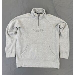 Nike Y2K SB Mens Quarter Zip Pullover Sweatshirt Heather Grey Embroidered Size M